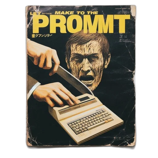 robot, cyberpunk, prommt, magazine transparent PNG cut-out