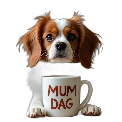 photorealistic, cavalier, dog, mum transparent PNG cut-out
