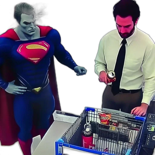 supermarket, customer, reacts, unexpectedly transparent PNG cut-out