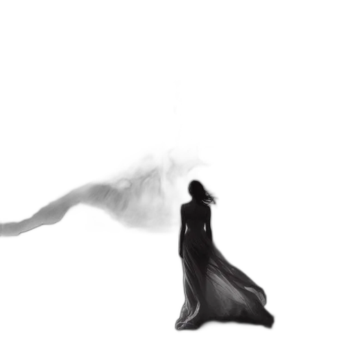 dress, hair, creature, sword transparent PNG cut-out