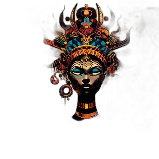 mask, jewelry, crown, staff transparent PNG cut-out