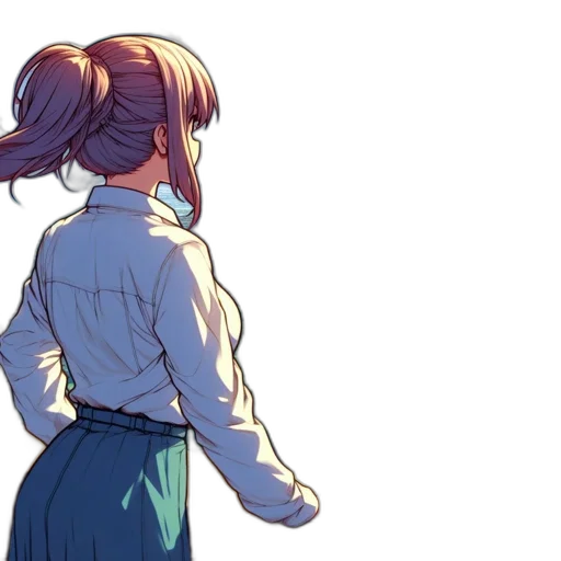 jacket, dress, staff, weapon transparent PNG cut-out