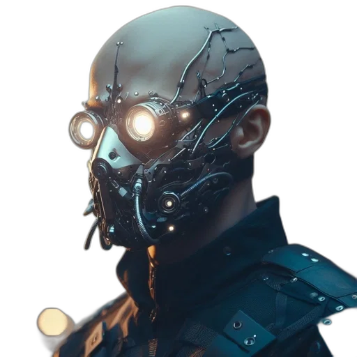 robot, mask, face, jacket transparent PNG cut-out