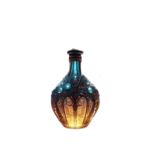 bottle, jewelry, 3d render, photorealistic transparent PNG cut-out