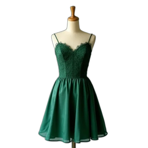 dress, green, mannequin, displays transparent PNG cut-out