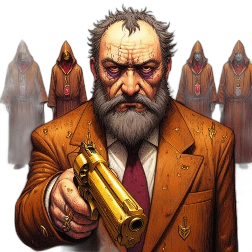 weapon, staff, jacket, comic book art transparent PNG cut-out