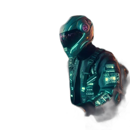 jacket, mask, robot, weapon transparent PNG cut-out
