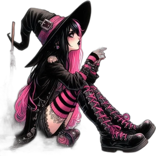 hat, staff, weapon, fantasy art transparent PNG cut-out