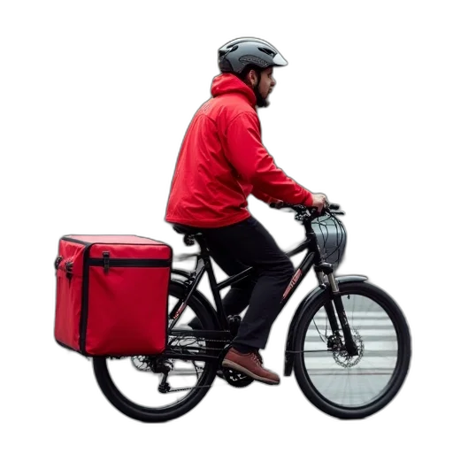 jacket, delivery, person, red transparent PNG cut-out