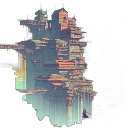 building, robot, concept art, 3d render transparent PNG cut-out