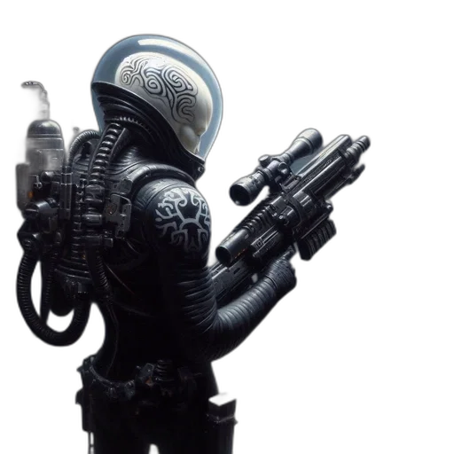 robot, weapon, concept art, cyberpunk transparent PNG cut-out