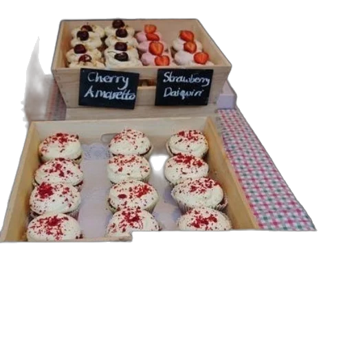 display, cupcakes, wooden, boxes transparent PNG cut-out