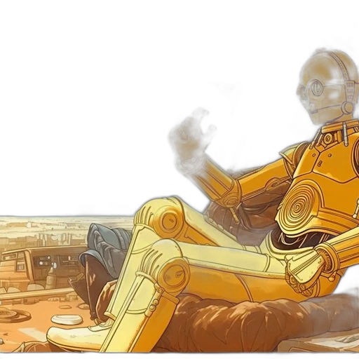 robot, concept art, comic book art, watercolor transparent PNG cut-out