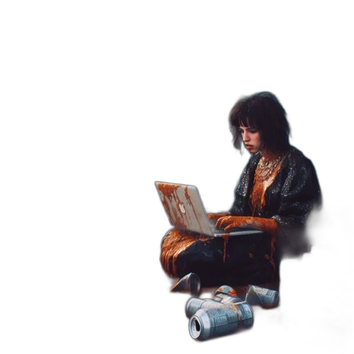 robot, jacket, weapon, face transparent PNG cut-out
