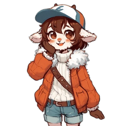 hat, jacket, staff, animal transparent PNG cut-out