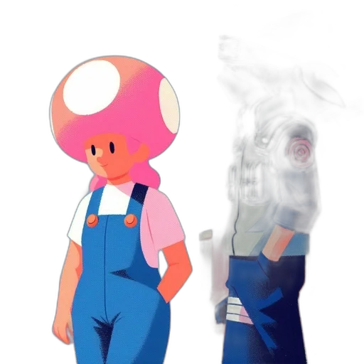 mask, dress, creature, staff transparent PNG cut-out