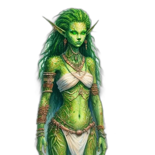 staff, dress, creature, fantasy art transparent PNG cut-out