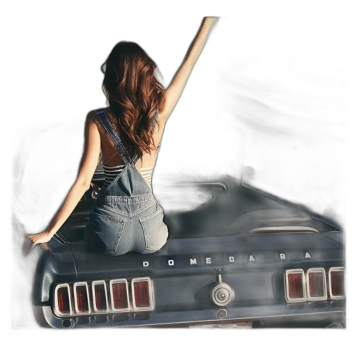 car, dress, concept art, photorealistic transparent PNG cut-out