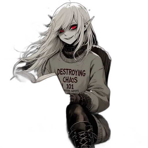 creature, jacket, staff, weapon transparent PNG cut-out