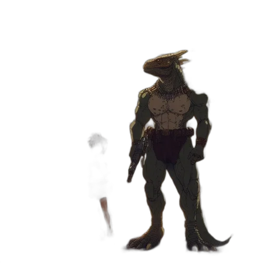 creature, robot, dragon, staff transparent PNG cut-out