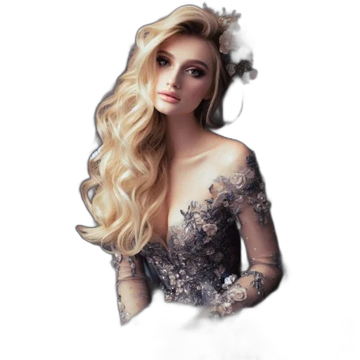 dress, crown, hair, jewelry transparent PNG cut-out