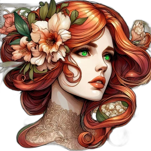 flower, face, crown, jewelry transparent PNG cut-out