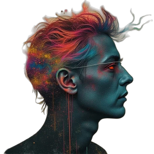 face, hair, jacket, watercolor transparent PNG cut-out