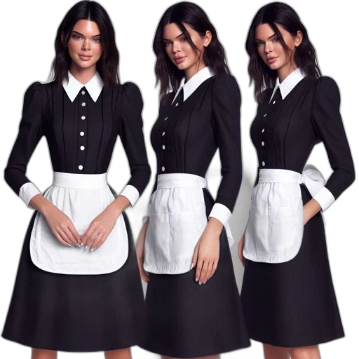 dress, monochrome, three, identical transparent PNG cut-out