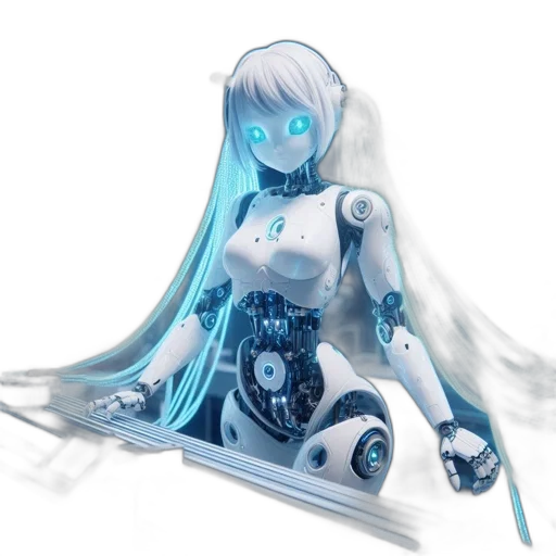 robot, dress, concept art, 3d render transparent PNG cut-out