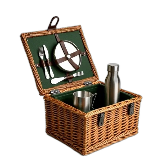 furniture, wicker, picnic, basket transparent PNG cut-out