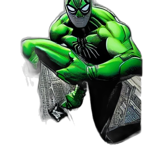 comic book art, concept art, cartoon, green transparent PNG cut-out