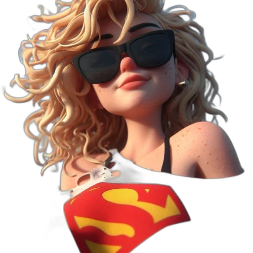 face, cartoon, 3d render, comic book art transparent PNG cut-out