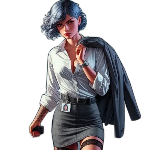jacket, dress, staff, weapon transparent PNG cut-out