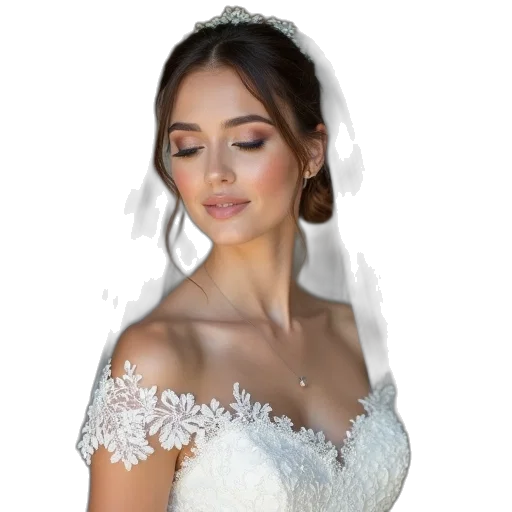 dress, jewelry, face, crown transparent PNG cut-out