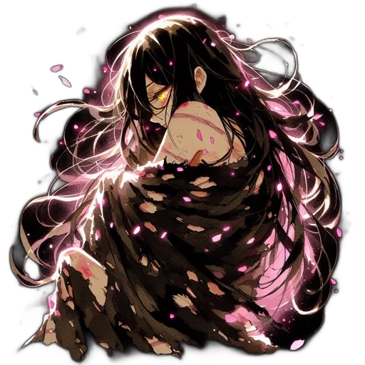 hair, dress, creature, mask transparent PNG cut-out