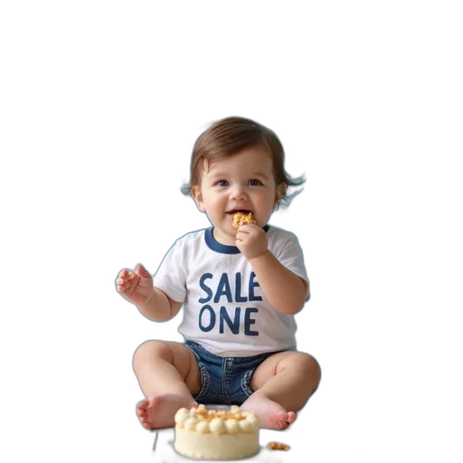 food, photorealistic, toddler, sitting transparent PNG cut-out