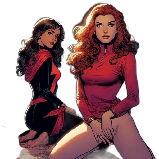 comic book art, concept art, red, two transparent PNG cut-out