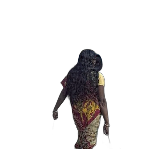 dress, creature, staff, hair transparent PNG cut-out