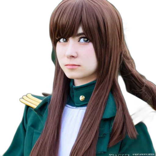 jacket, staff, face, hair transparent PNG cut-out