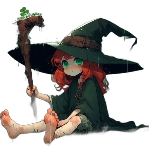 staff, hat, weapon, creature transparent PNG cut-out