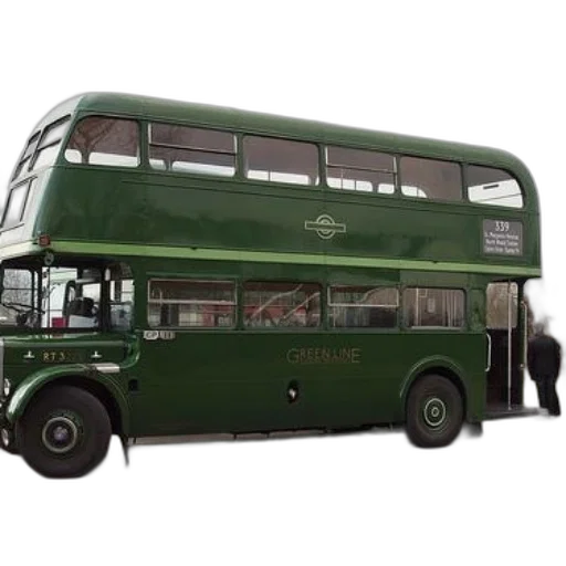 3d render, photorealistic, green, double-decker transparent PNG cut-out