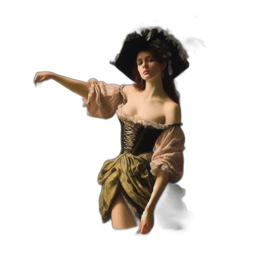 dress, staff, hat, hair transparent PNG cut-out