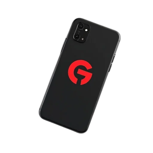 3d render, black, smartphone, red transparent PNG cut-out