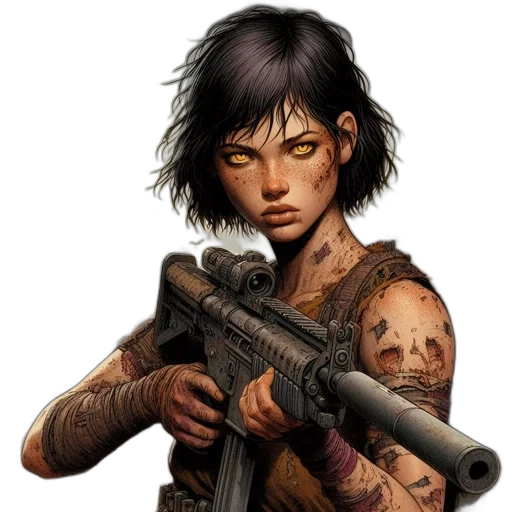 weapon, comic book art, concept art, cyberpunk transparent PNG cut-out