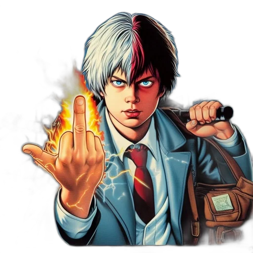 jacket, weapon, staff, comic book art transparent PNG cut-out