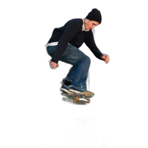 photorealistic, skateboarder, black, sweater transparent PNG cut-out