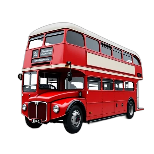 3d render, photorealistic, red, double-decker transparent PNG cut-out