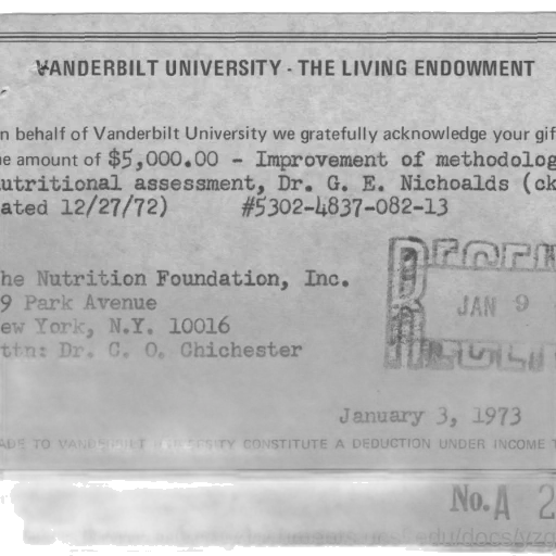 receipt, vanderbilt, university, gift transparent PNG cut-out
