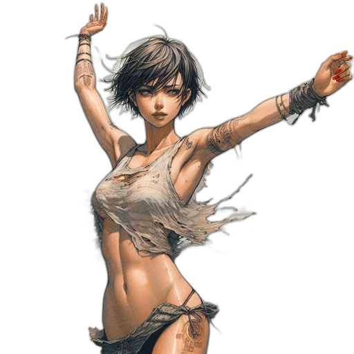 concept art, comic book art, fantasy art, cyberpunk transparent PNG cut-out
