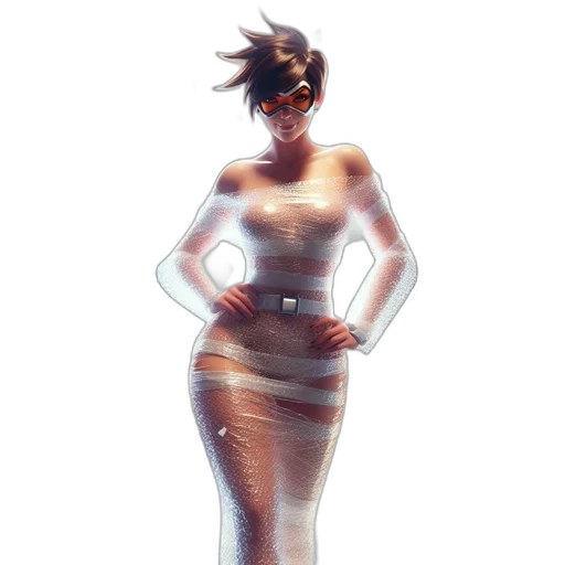 dress, robot, staff, creature transparent PNG cut-out